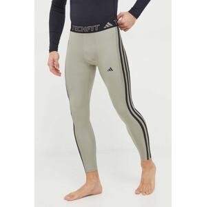 Tajice za trening adidas Performance Techfit boja: zelena, s aplikacijom