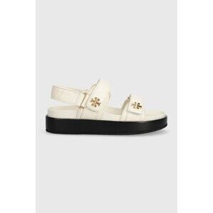 Kožne sandale Tory Burch Kira Sport Sandal za žene, boja: bež, s platformom, 144328.104