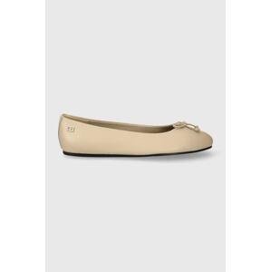 Kožne balerinke Tommy Hilfiger ESSENTIAL LEATHER BALLERINA boja: bež, FW0FW07768