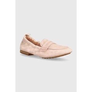 Mokasinke od brušene kože Tommy Hilfiger TH SUEDE MOCCASIN za žene, boja: ružičasta, ravni potplat, FW0FW07714
