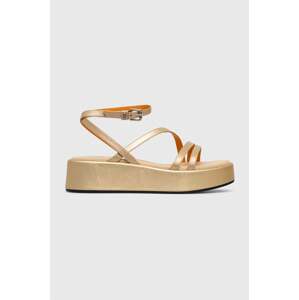 Kožne sandale Tommy Hilfiger TH STRAP GOLD PLATFORM za žene, boja: zlatna, s platformom, FW0FW07729