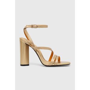 Kožne sandale Tommy Hilfiger TH GOLD BLOCK HIGH HEEL boja: zlatna, FW0FW07753