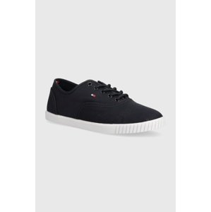 Tenisice Tommy Hilfiger CANVAS LACE UP SNEAKER za žene, boja: tamno plava, FW0FW07805