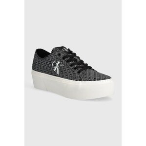 Tenisice Calvin Klein Jeans FLATFORM+ CUPSOLE LOW LACE CS MR za žene, boja: crna, YW0YW01420