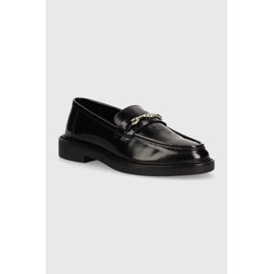 Kožne mokasinke Steve Madden Huddles za žene, boja: crna, ravni potplat, SM11002911