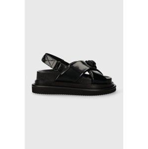 Kožne sandale Kurt Geiger London Orson Cross Strap Sandal za žene, boja: crna, s platformom, 2028900309