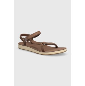 Kožne sandale Teva Original Universal Slim Lea za žene, boja: smeđa, 1151031