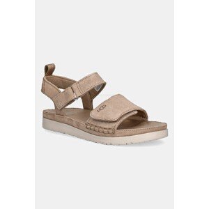 Dječje sandale od brušene kože UGG GOLDENSTAR boja: bež