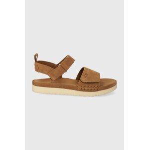Dječje sandale od brušene kože UGG GOLDENSTAR boja: smeđa