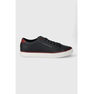 Kožne tenisice Tommy Hilfiger TH HI VULC CORE LOW LEATHER ESS za muškarce, boja: tamno plava, FM0FM05041