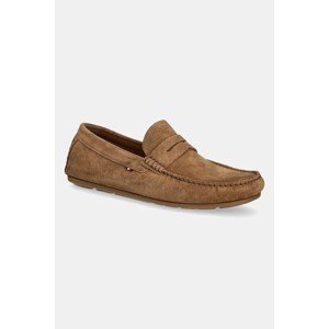 Mokasinke od brušene kože Tommy Hilfiger CASUAL SUEDE DRIVER za muškarce, boja: smeđa, FM0FM04998