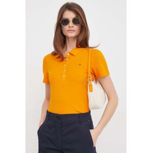 Polo majica Tommy Hilfiger za žene, boja: narančasta, WW0WW37823