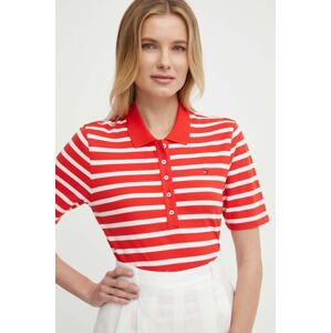 Polo majica Tommy Hilfiger za žene, boja: crvena, WW0WW39531