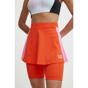 Sportska suknja EA7 Emporio Armani Tennis Pro boja: narančasta, mini, širi se prema dolje