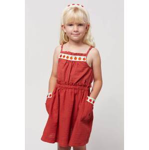 Dječje pamučna haljina Bobo Choses boja: bordo, mini, širi se prema dolje