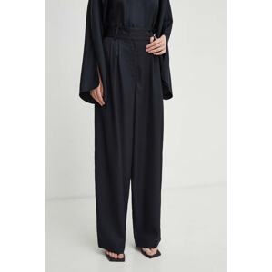 Hlače By Malene Birger za žene, boja: crna, široke, visoki struk
