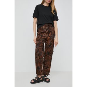 Pamučne hlače Weekend Max Mara boja: smeđa, ravni kroj, visoki struk, 2415131132600