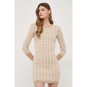 Haljina Elisabetta Franchi boja: bež, mini, uska