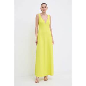 Haljina Luisa Spagnoli RUNWAY COLLECTION boja: žuta, maxi, širi se prema dolje, 541117