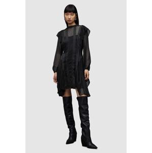 Haljina AllSaints Fleur boja: crna, mini, širi se prema dolje
