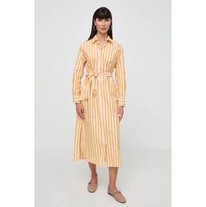 Pamučna haljina Weekend Max Mara boja: narančasta, midi, ravna, 2415221142600