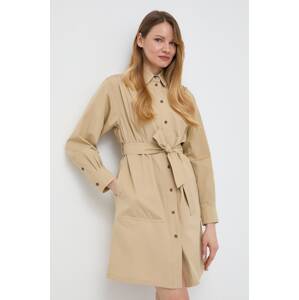 Pamučna haljina Weekend Max Mara boja: bež, mini, ravna, 2415221222600