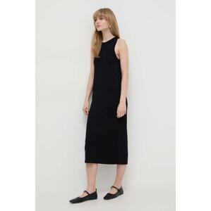 Haljina Weekend Max Mara boja: crna, midi, ravna, 2415321022600
