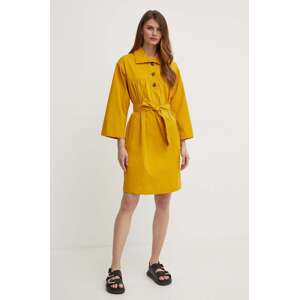 Pamučna haljina Weekend Max Mara boja: žuta, mini, oversize, 2415221023600