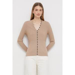 Kardigan Tommy Hilfiger za žene, boja: bež, lagani, WW0WW40709