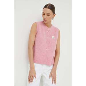 Prsluk s primjesom vune American Vintage GILET SM COL ROND boja: ljubičasta, EAST19ME24
