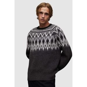 Vuneni pulover AllSaints Aces boja: crna, topli
