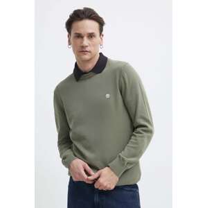 Pamučni pulover Timberland boja: zelena, lagani, TB0A2BMM5901