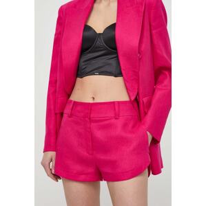 Lanene kratke hlače Luisa Spagnoli AUSILIO RUNWAY COLLECTION boja: ružičasta, bez uzorka, srednje visoki struk, 541135