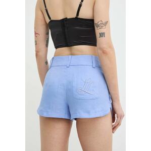 Lanene kratke hlače Luisa Spagnoli AUSILIO RUNWAY COLLECTION bez uzorka, srednje visoki struk, 541135