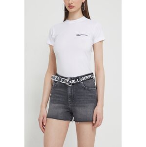 Traper kratke hlače Karl Lagerfeld Jeans za žene, boja: siva, bez uzorka, visoki struk