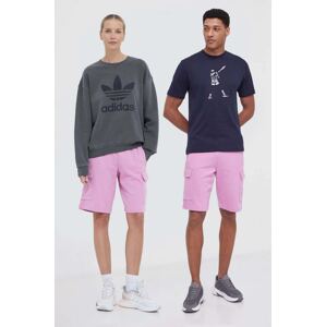 Pamučne kratke hlače EA7 Emporio Armani boja: ružičasta, bez uzorka
