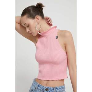 Pamučni pulover Moschino Jeans boja: ružičasta, lagani, s poludolčevitom