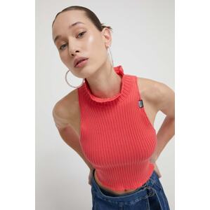 Pamučni pulover Moschino Jeans boja: ružičasta, lagani, s poludolčevitom