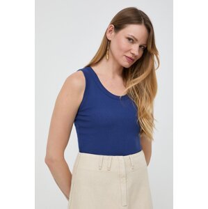 Pamučni top Weekend Max Mara boja: tamno plava, 2415941082600