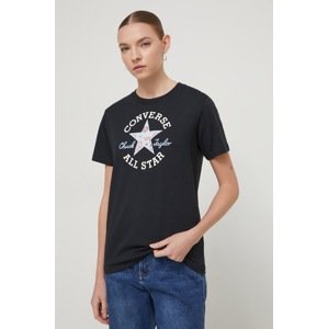Pamučna majica Converse za žene, boja: crna