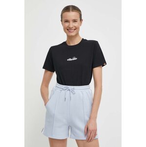 Pamučna majica Ellesse za žene, boja: crna