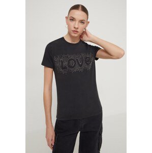Majica kratkih rukava Desigual za žene, boja: crna