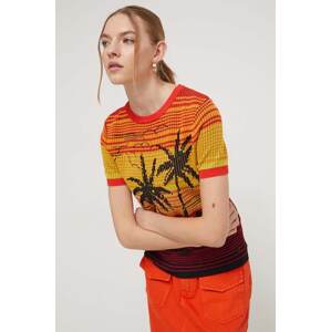 Pulover Desigual DUBAI za žene, boja: narančasta, 24SWTK87