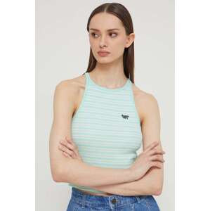 Pamučni top Superdry boja: zelena