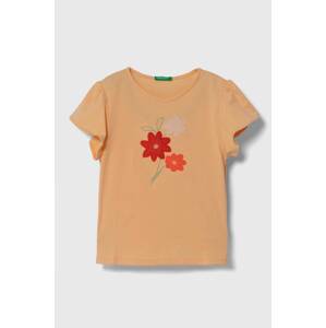 Dječja pamučna majica kratkih rukava United Colors of Benetton boja: narančasta
