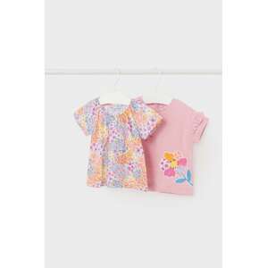Pamučna majica kratkih rukava za bebe Mayoral 2-pack boja: ružičasta