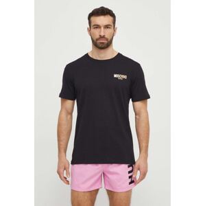 Pamučna majica kratkih rukava za plažu Moschino Underwear boja: crna, s tiskom