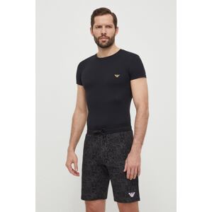 Homewear majica kratkih rukava Emporio Armani Underwear boja: crna, s tiskom, 111035 4R513