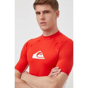 Majica kratkih rukava Quiksilver za muškarce, boja: crvena, s tiskom, T-SHIRT DO PŁYWANIA