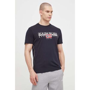 Pamučna majica Napapijri S-Aylmer za muškarce, boja: crna, s tiskom, NP0A4HTO0411